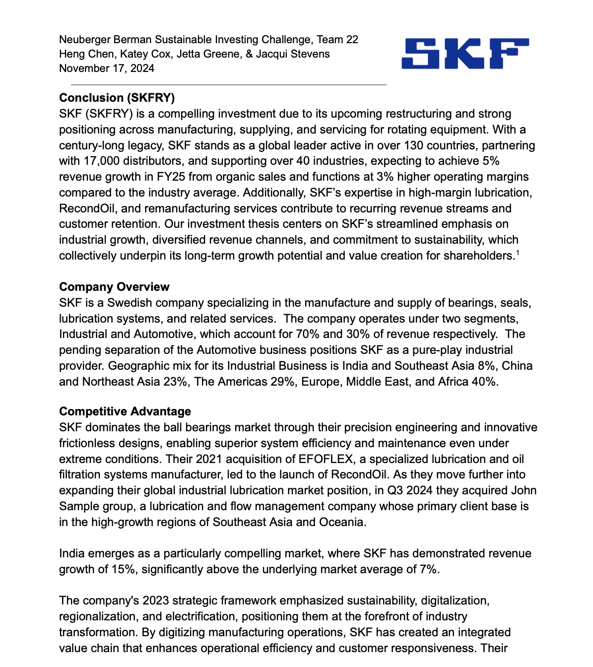 Neuberger Berman ESG Investing Challenge preview